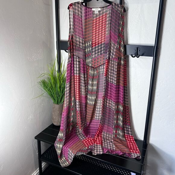 Anthropology sans souci bohemian cardigan duster sheer size large - Picture 3 of 10